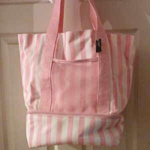 Victoria's Secret Striped Pink Tote Bag